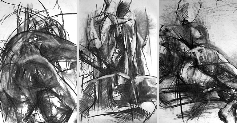 Charcoal drawings, A1, charcoal on cartridge paper