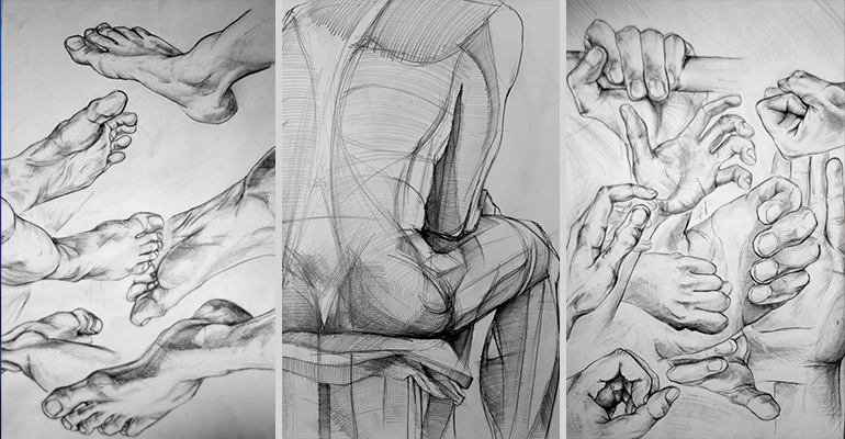 Study of hands and feet 