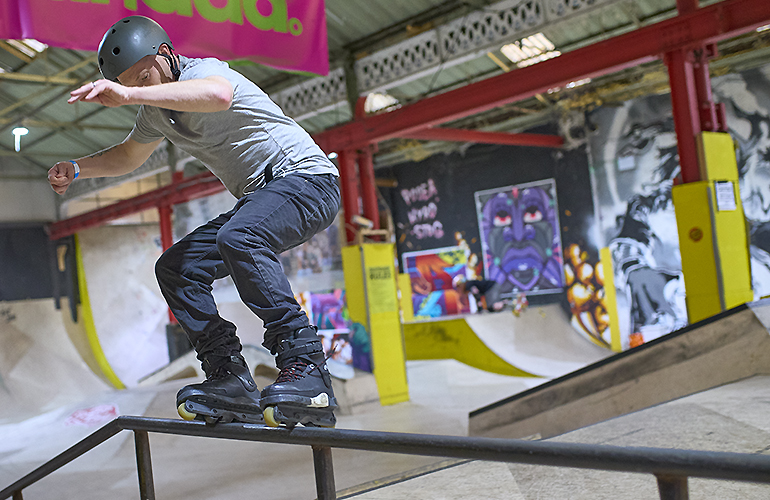 Rail work in the skate park