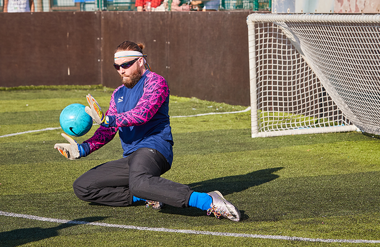 Goalkeeper makes a save